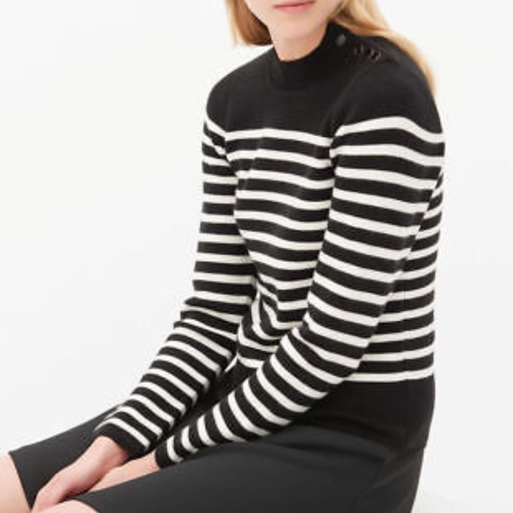 Sandro Black & White Saba Striped Knitted‎ Sweater